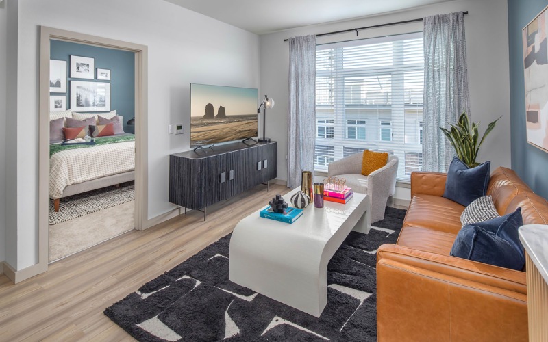 cozy, living room adjacent to bedroom